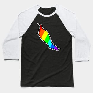 Denman Island Rainbow Colourful Silhouette - Keep Denman Weird Gift - Denman Island Baseball T-Shirt